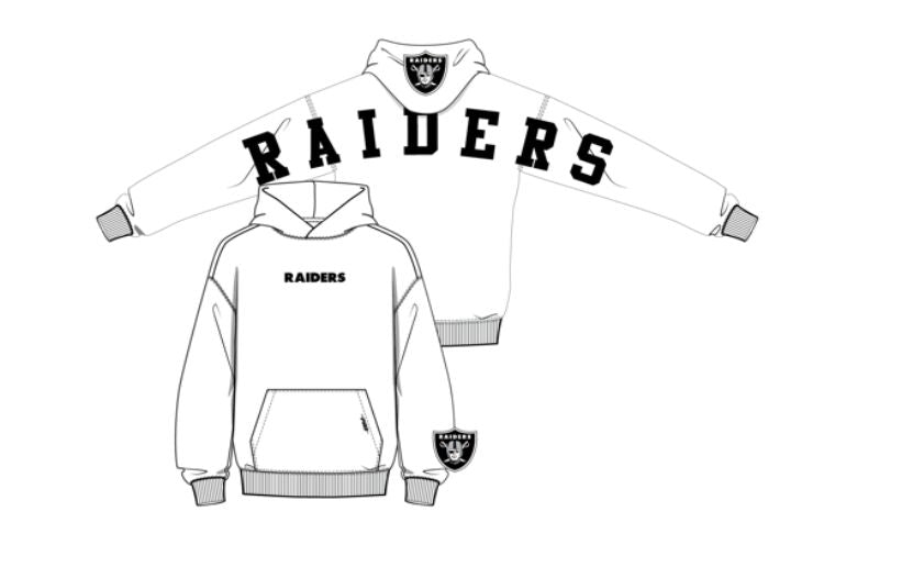 MENS PRO STANDARD LAS VEGAS RAIDERS WINGSPAN M DROP SHOULDER FLC PO HOODIE (WHITE)