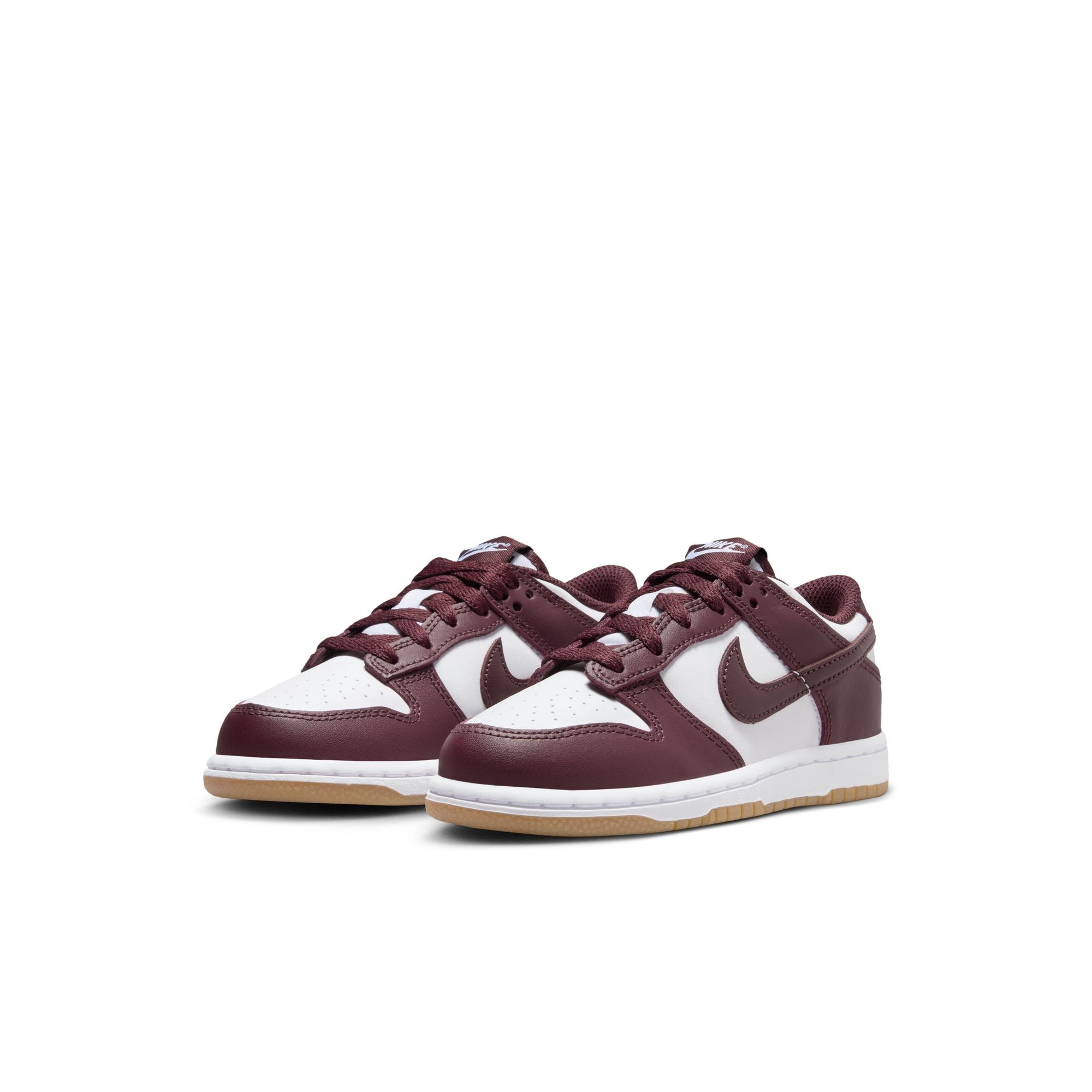 KIDS NIKE DUNK LOW PS (WHITE/BURGUNDY CRUSH/GUM LIGHT BROWN)