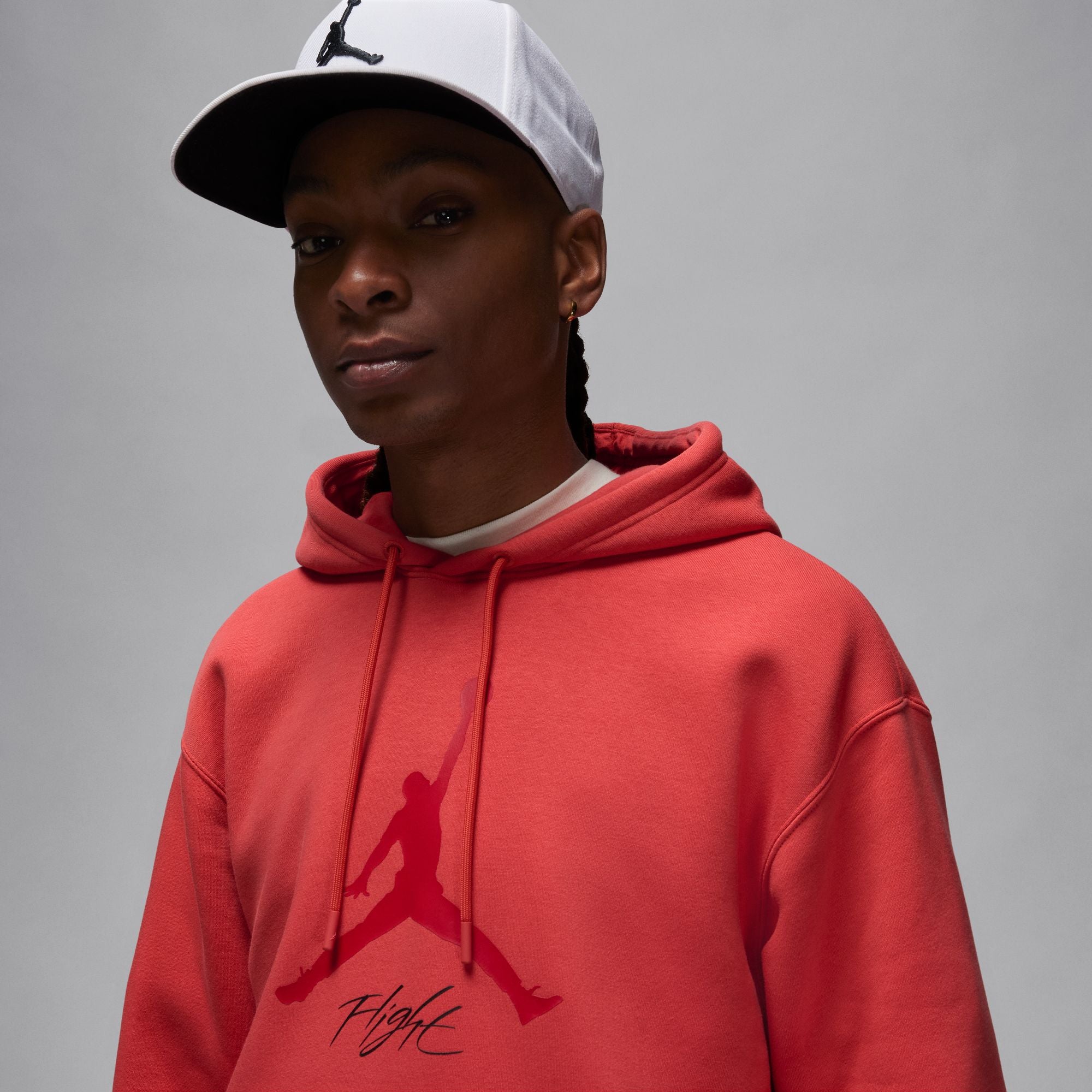 MENS JORDAN ESSENTIALS FLEECE HOODIE (LOBSTER/GYM RED)