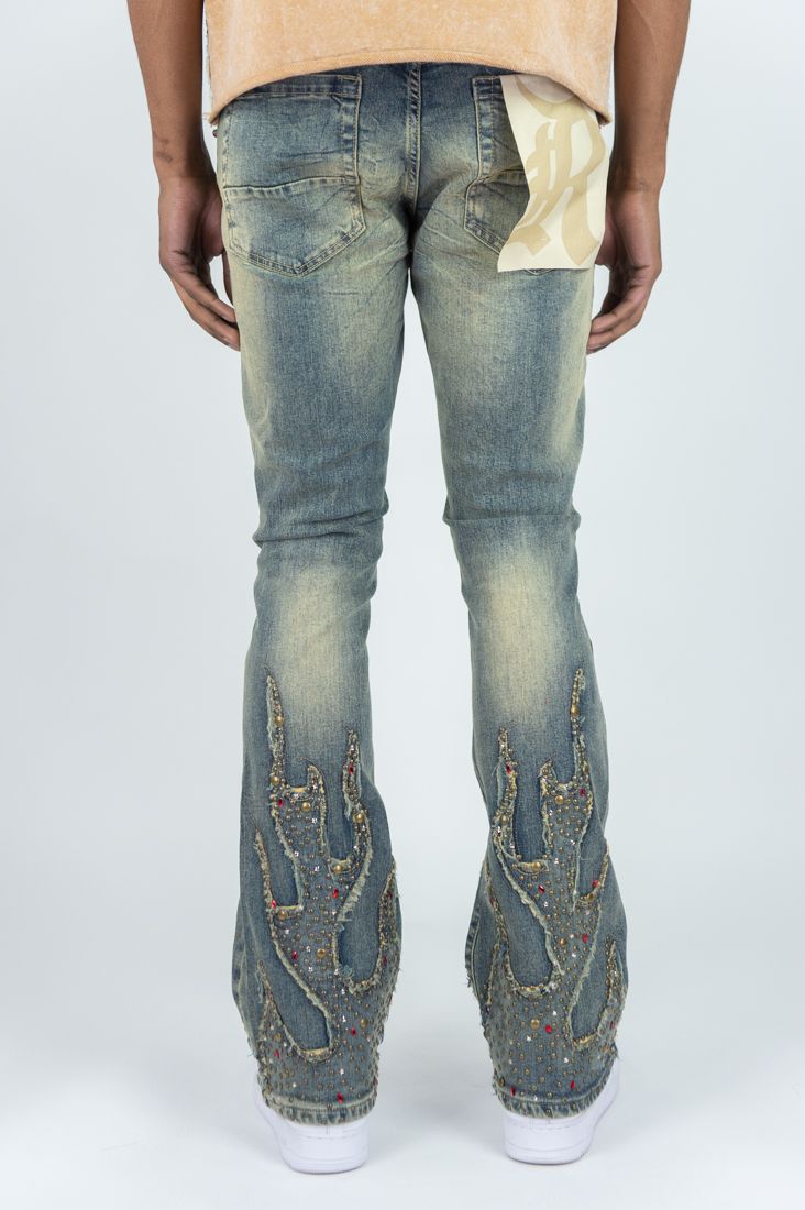MENS R3BEL DENIM FIREFEST STACKED JEAN (VINTAGE)