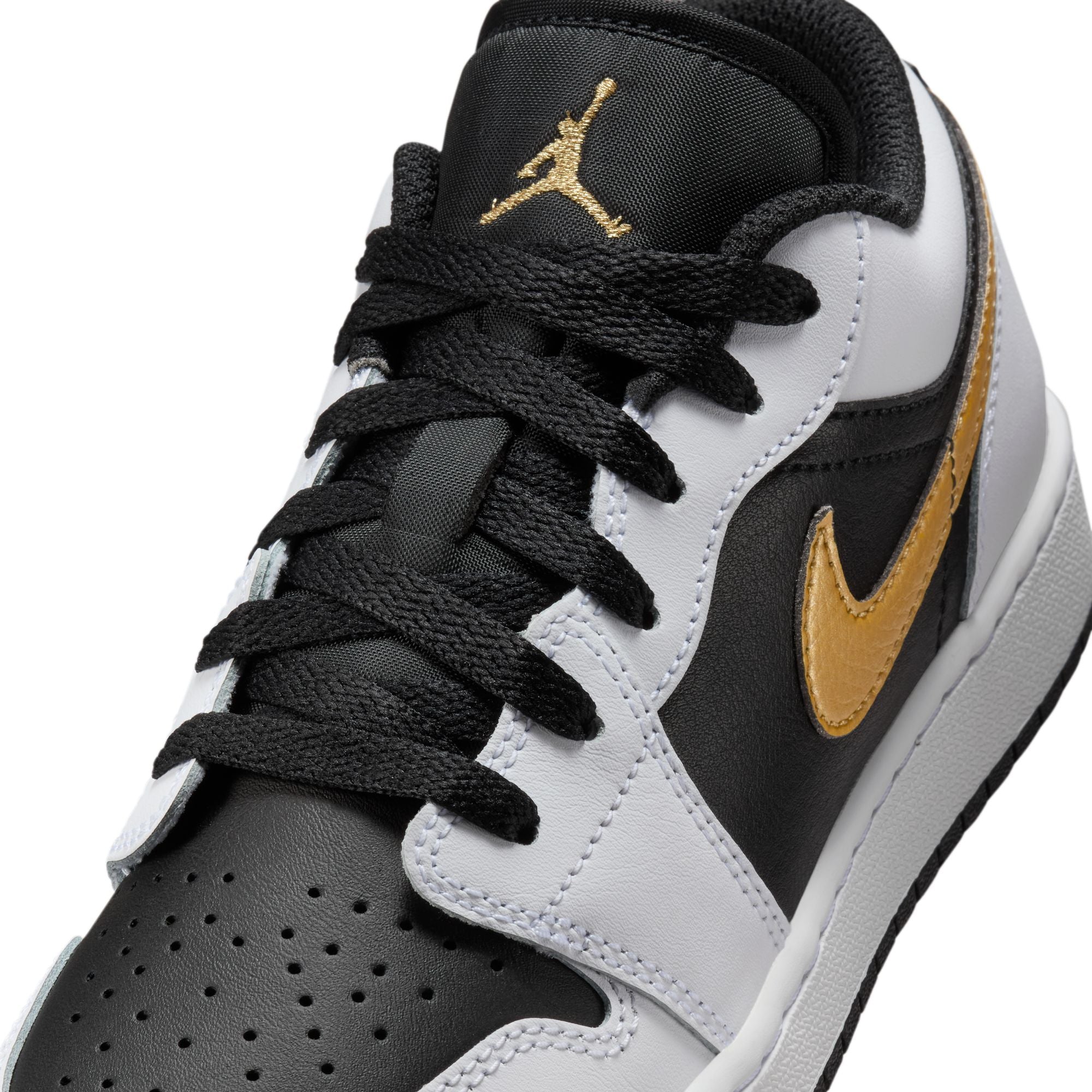 KIDS AIR JORDAN 1 LOW GS (WHITE/METALLIC GOLD/BLACK)