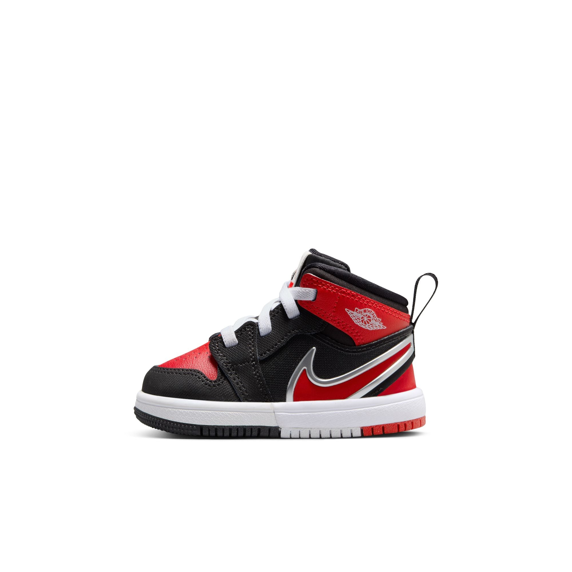 KIDS JORDAN 1 MID RM EASYON TD (BLACK/UNIVERSITY RED/WHITE)