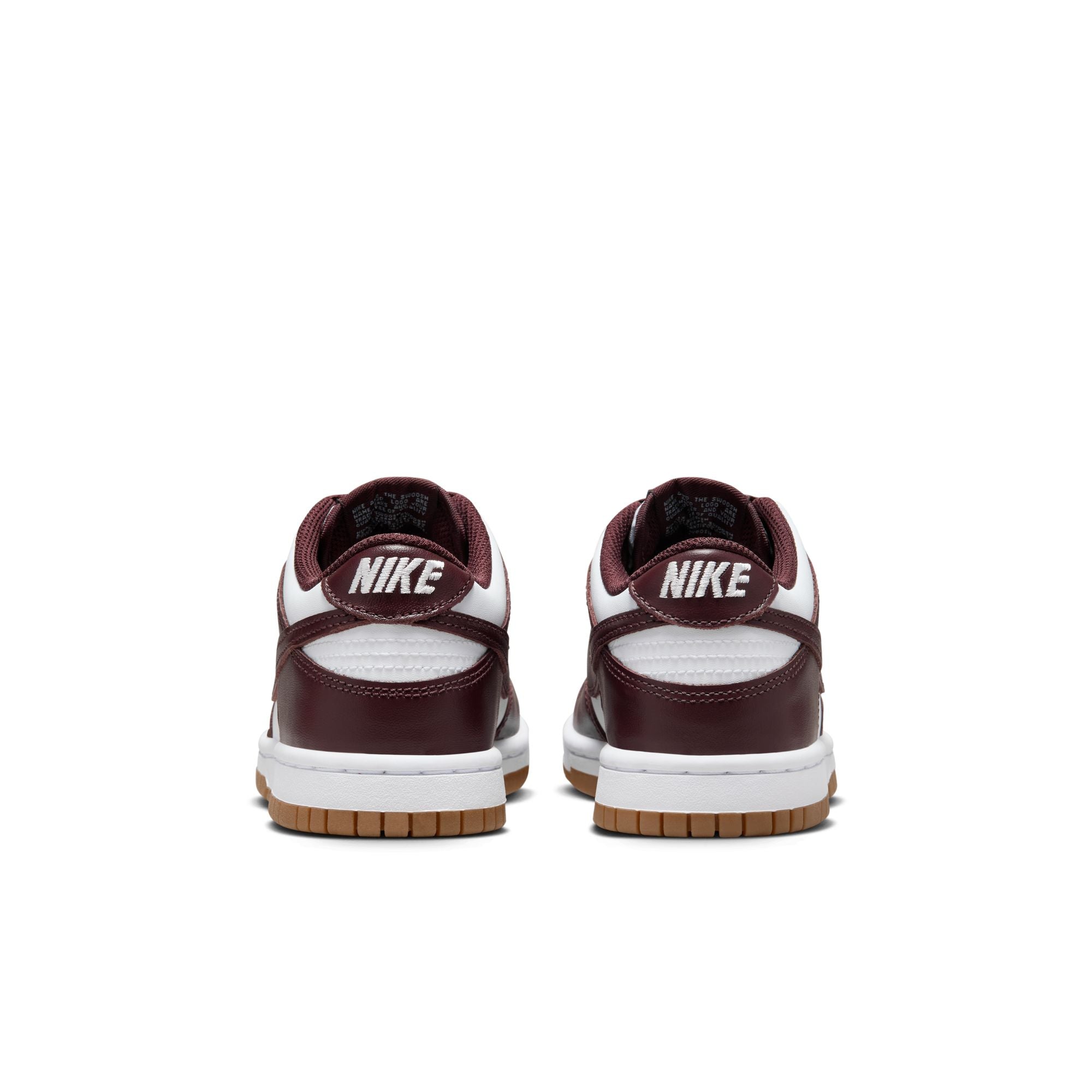 KIDS NIKE DUNK LOW GS (WHITE/BURGUNDY CRUSH/GUM LIGHT BROWN)