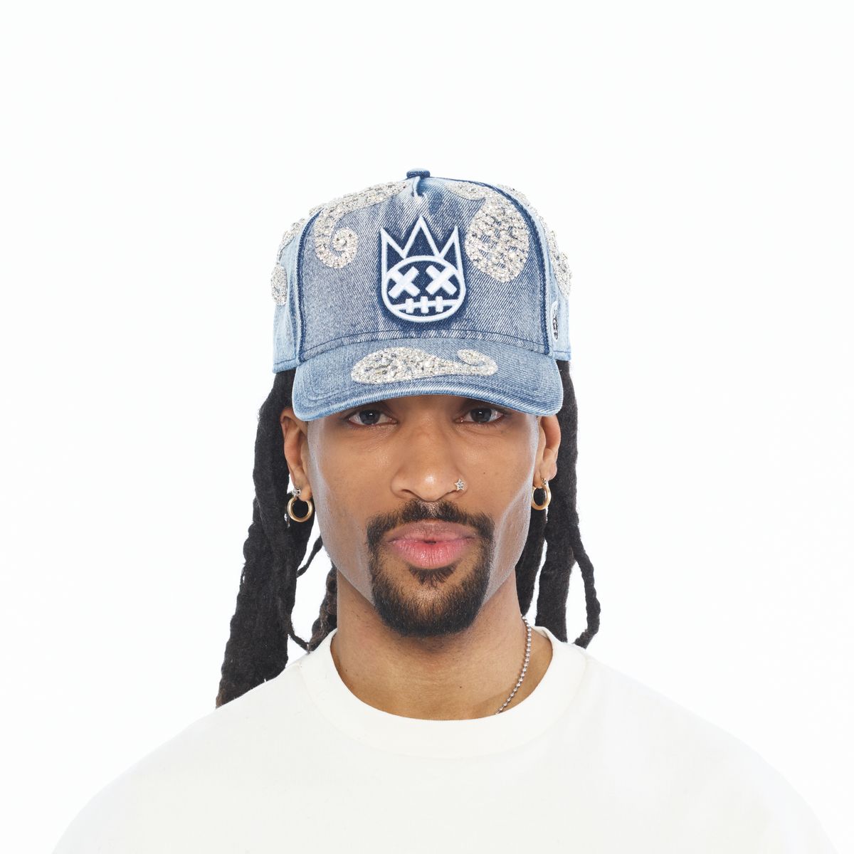 CULT X EL ALFA PAISLEY PANEL A FRAME TRUCKER HAT (LIGHT BLUE)