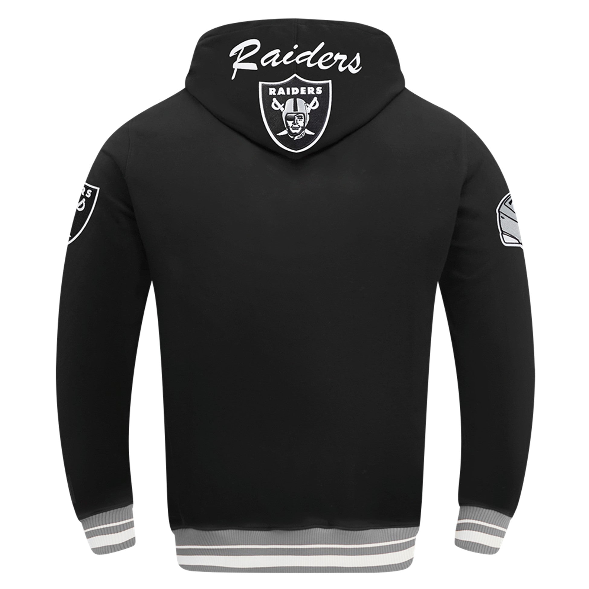 MENS PRO STANDARD LAS VEGAS RAIDERS TEAM BADGE M RIB FLC PO HOODIE (BLACK/GREY)