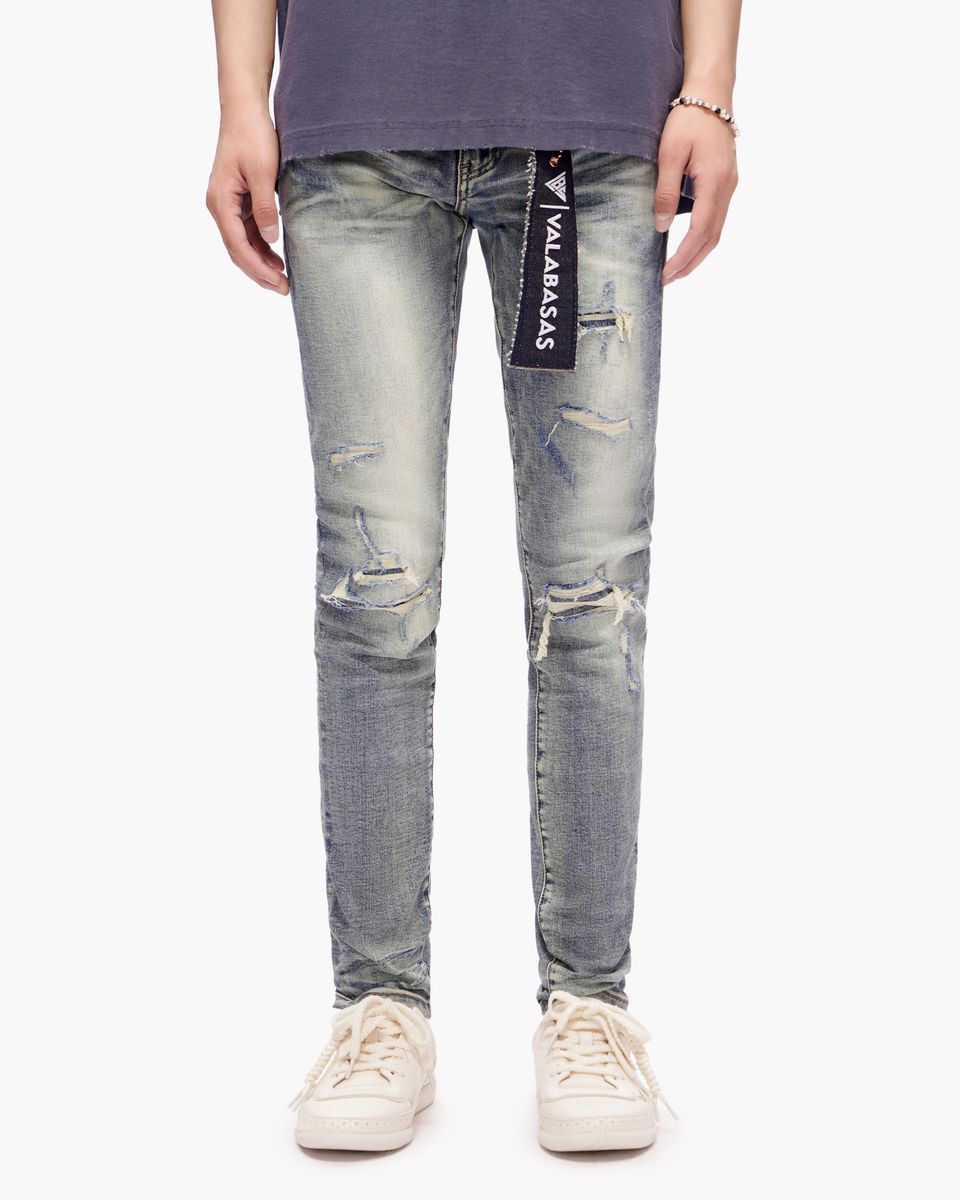 MENS VALABASAS SCIMITAR SKINNY JEAN (DARK BLUE WASH)