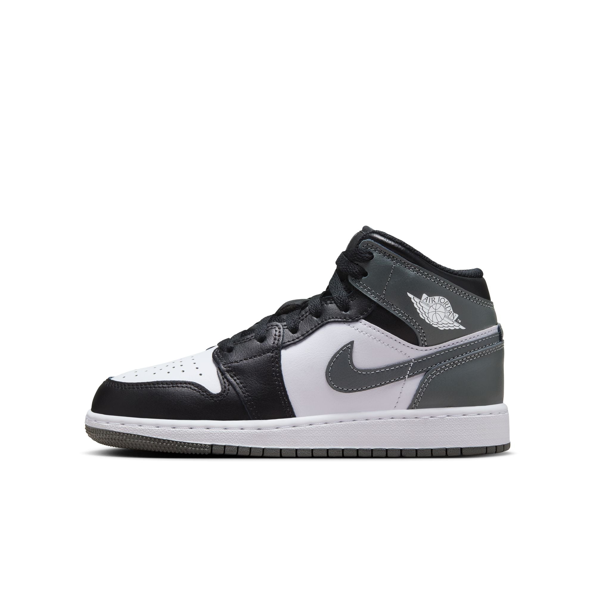 KIDS AIR JORDAN 1 MID GS (BLACK/IRON GREY/WHITE)