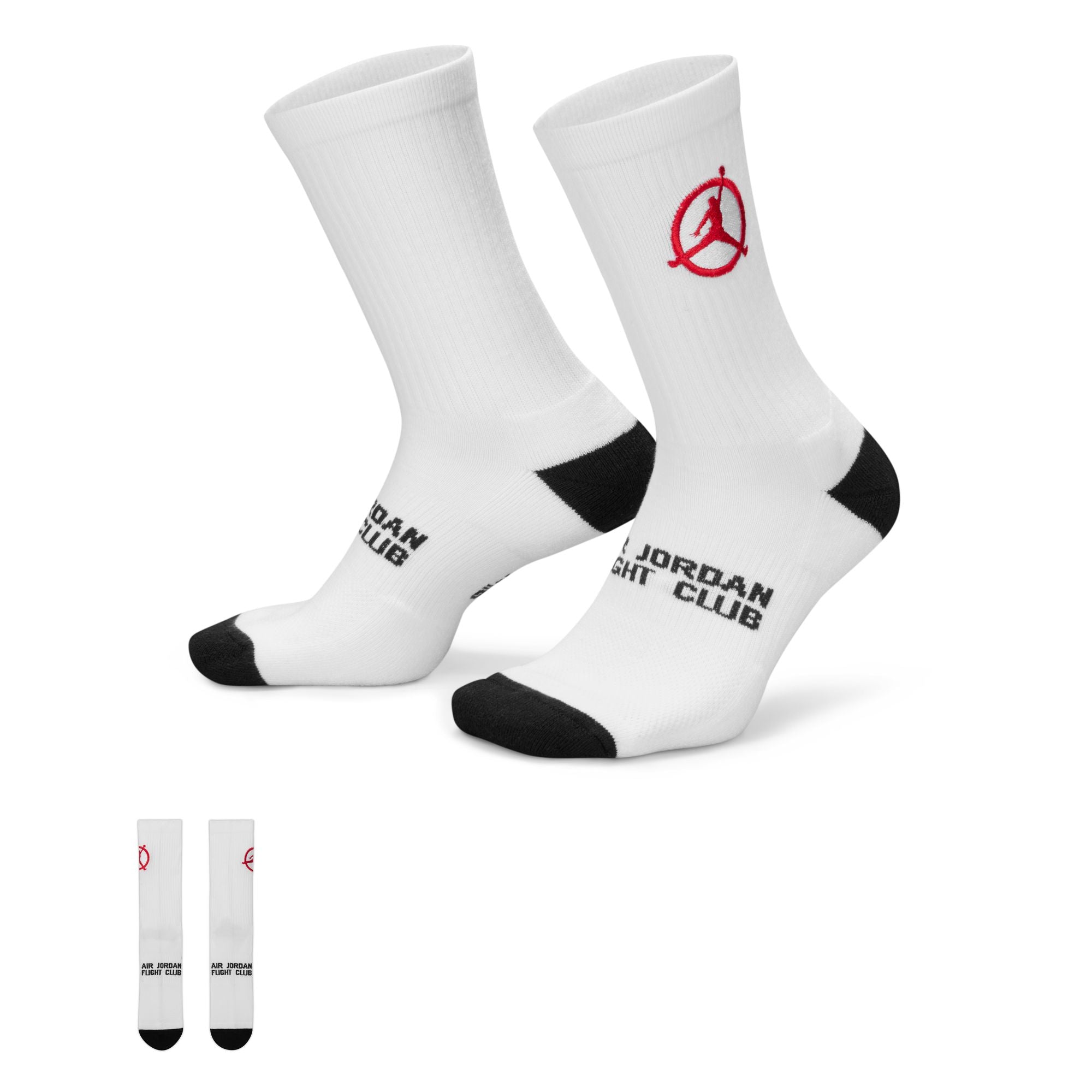UNISEX JORDAN FLIGHT CLUB 1PK CUSHIONED CREW SOCK (WHITE/BLACK/UNIVERSITY RED)
