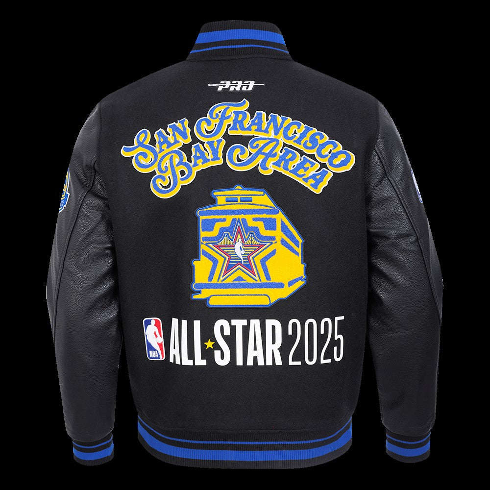 MENS NBA ALL STAR 2025 M RIB WOOL VARSITY JACKET (BLACK/ROYAL BLUE)