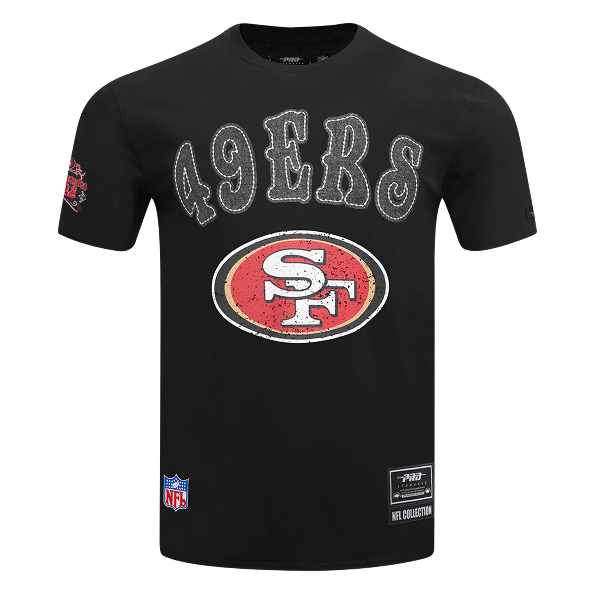 MENS PRO STANDARD SAN FRANCISCO 49ERS REBEL ATHLETICS STACKED LOGO M SJ SHIRT (BLACK)
