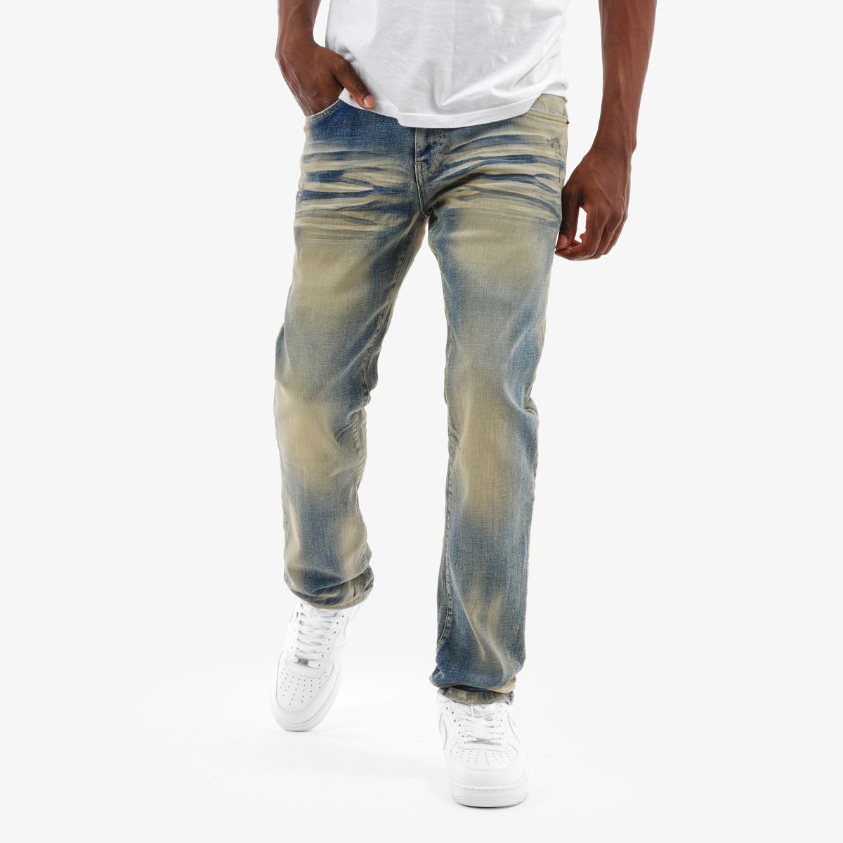 MENS COPPER RIVET SLIM FIT PREMIUM WASHED JEAN (DIRT BLUE)