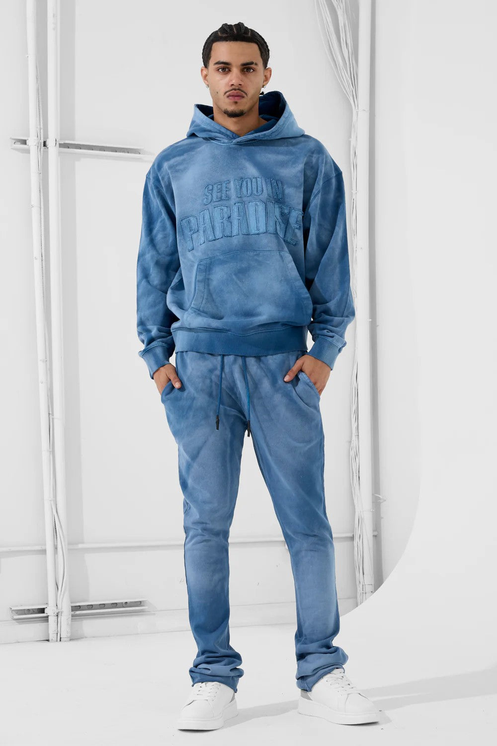 MENS JORDAN CRAIG OASIS WASHED PULLOVER HOODIE (BLUE)