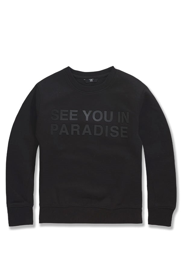 MENS JORDAN CRAIG PARADISE TONAL CREWNECK SWEATSHIRT (BLACK)