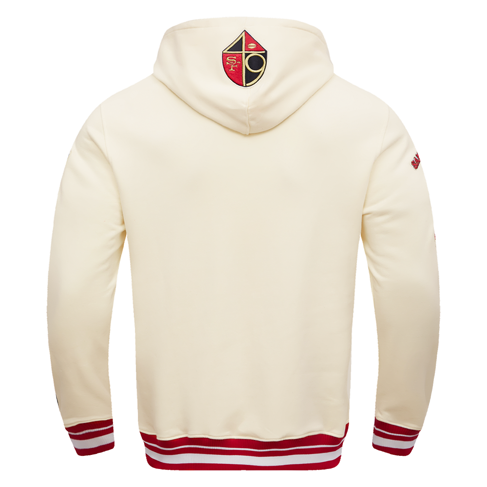 MENS SAN FRANCISCO 49ERS RETRO CLASSIC FLC PO HOODIE (EGGSHELL/RED)