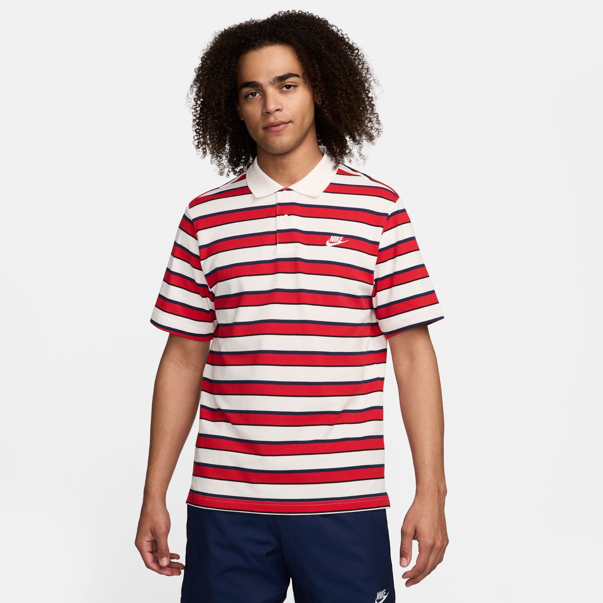 Men's Nike Club Striped Polo (Red)