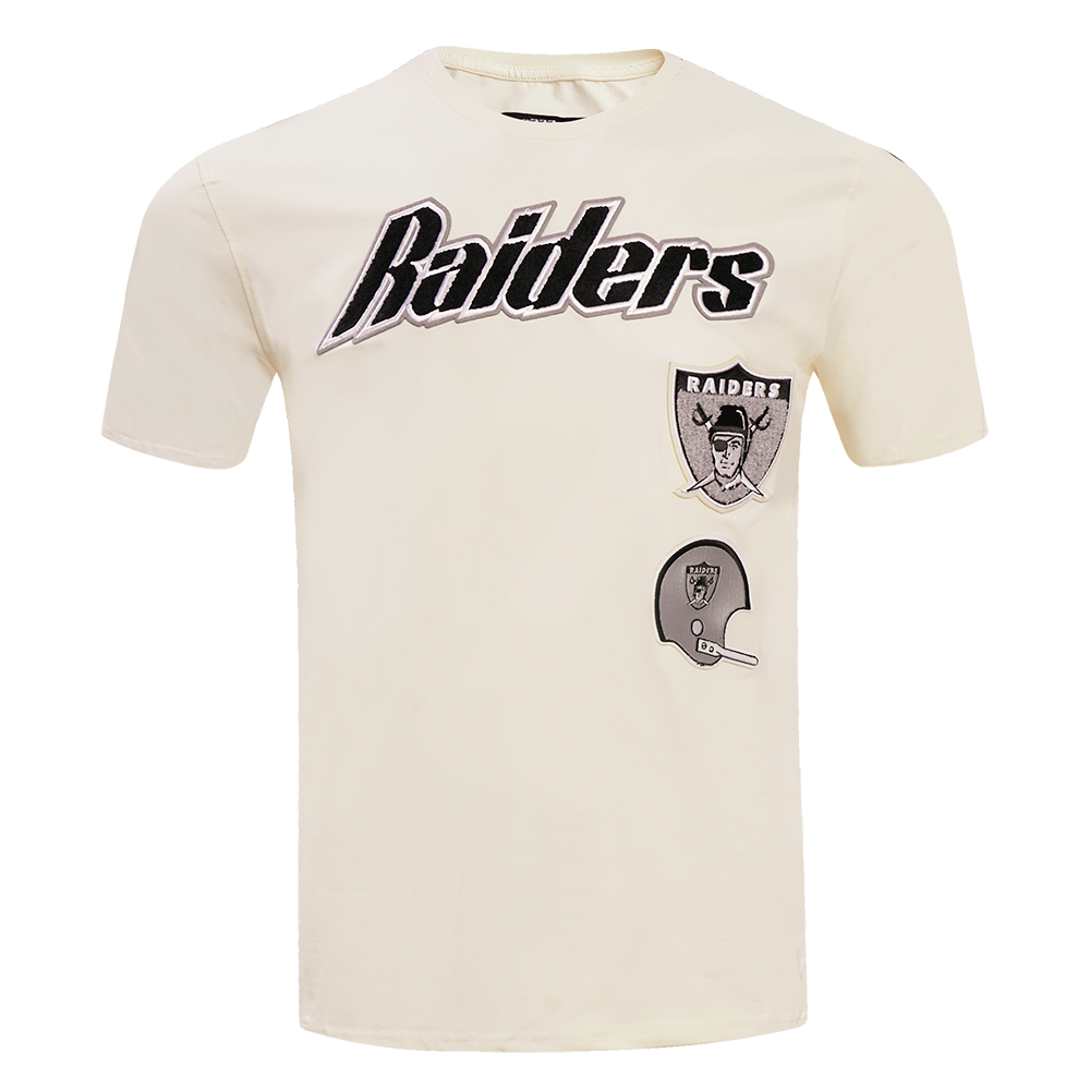 MENS PRO STANDARD LAS VEGAS RAIDERS RETRO CLASSIC TAPING SHIRT (EGGSHELL/BLACK)