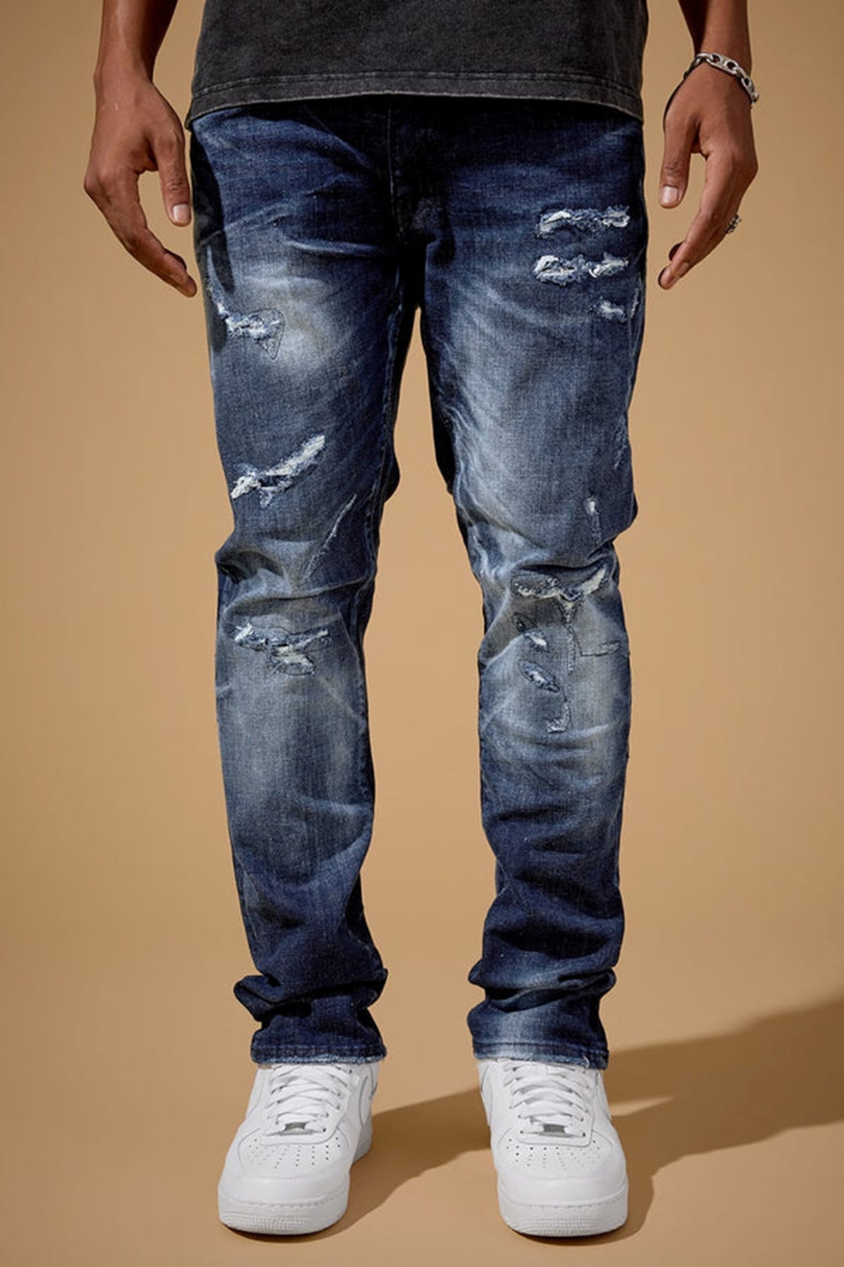 MENS JORDAN CRAIG COLLINS FIT GEOSTORM DENIM (AGED WASH)