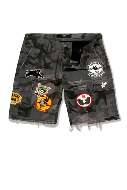 MENS JORDAN CRAIG WAR ANGEL CARGO SHORT (BLACK CAMO)