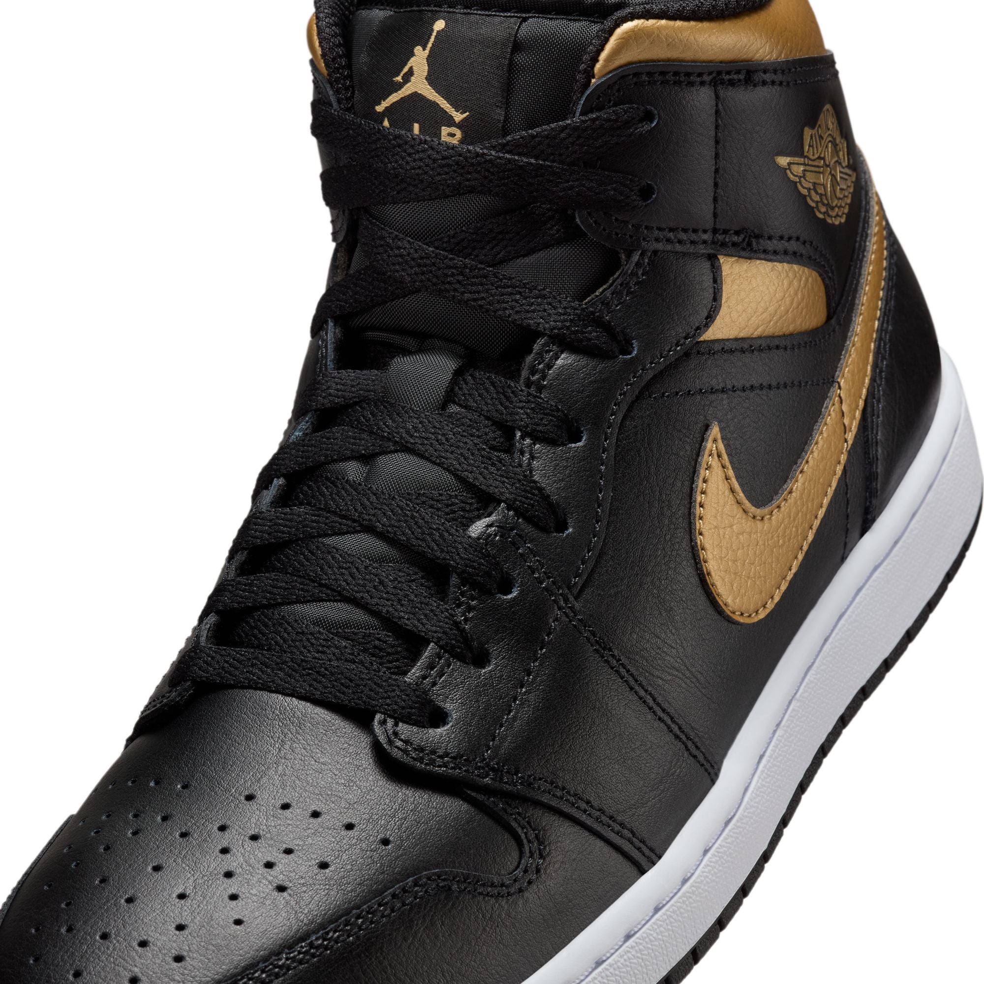 MENS AIR JORDAN 1 MID (BLACK/METALLIC GOLD/WHITE)