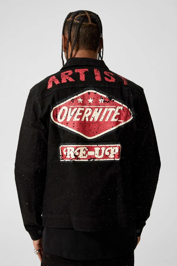 MENS JORDAN CRAIG LOCAL DEALER TRUCKER JACKET (JET BLACK)