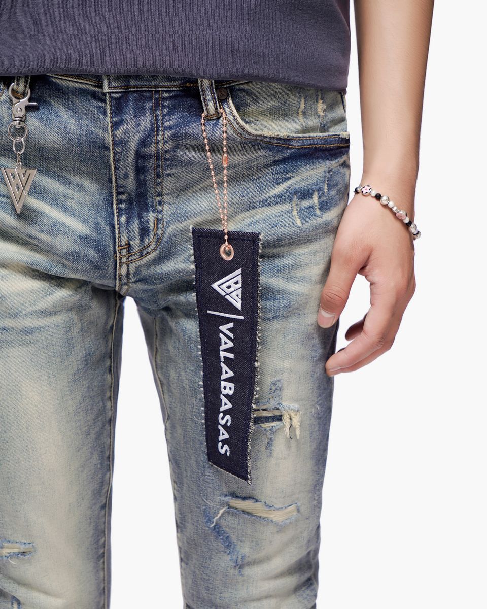 MENS VALABASAS SCIMITAR SKINNY JEAN (DARK BLUE WASH)
