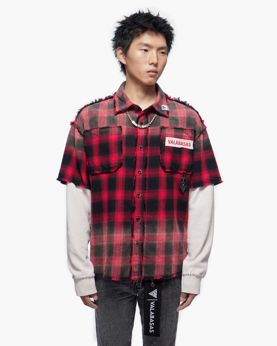 MENS VALABASAS LUMBERJACK LAYERED FLANNEL (BLACK/RED)