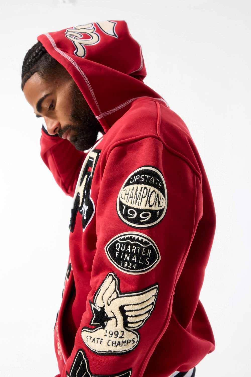 MENS JORDAN CRAIG HALL OF FAME PULLOVER HOODIE (DEEP RED)