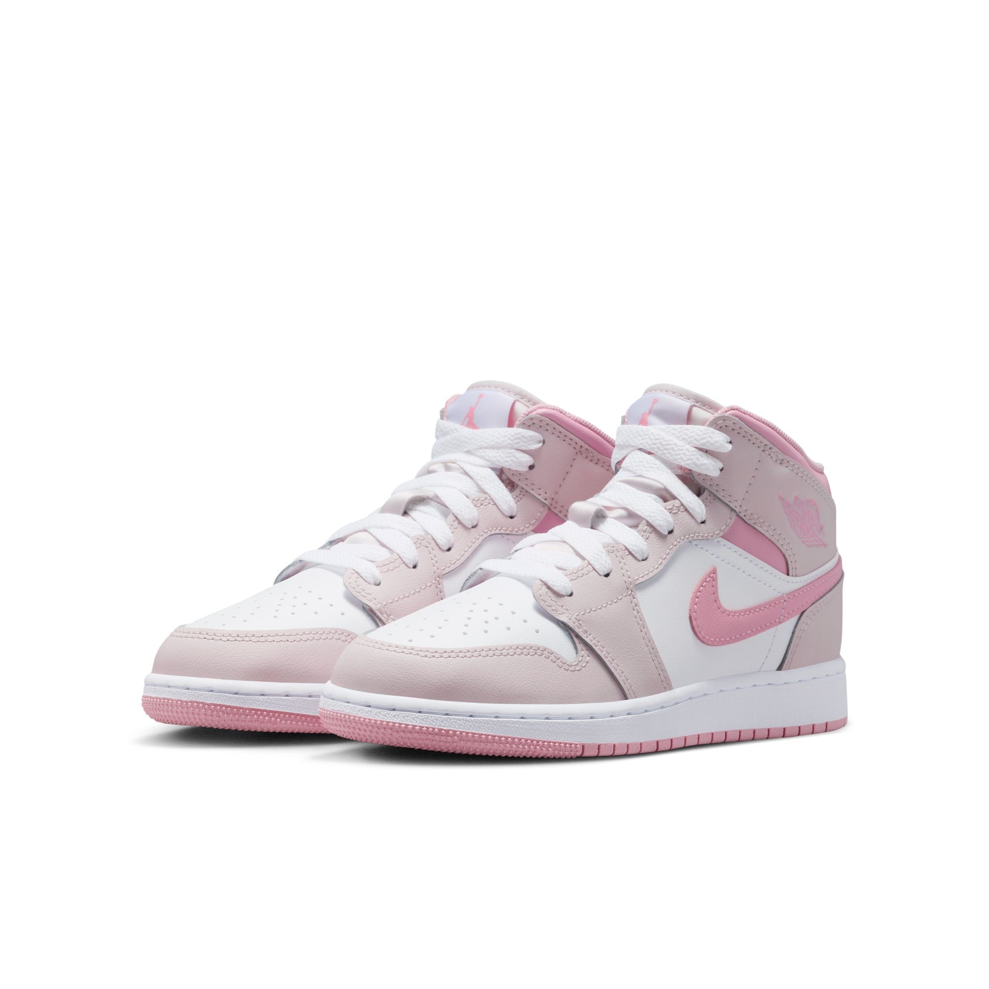 KIDS AIR JORDAN 1 MID GS (PEARL PINK/MED SOFT PINK/WHITE)