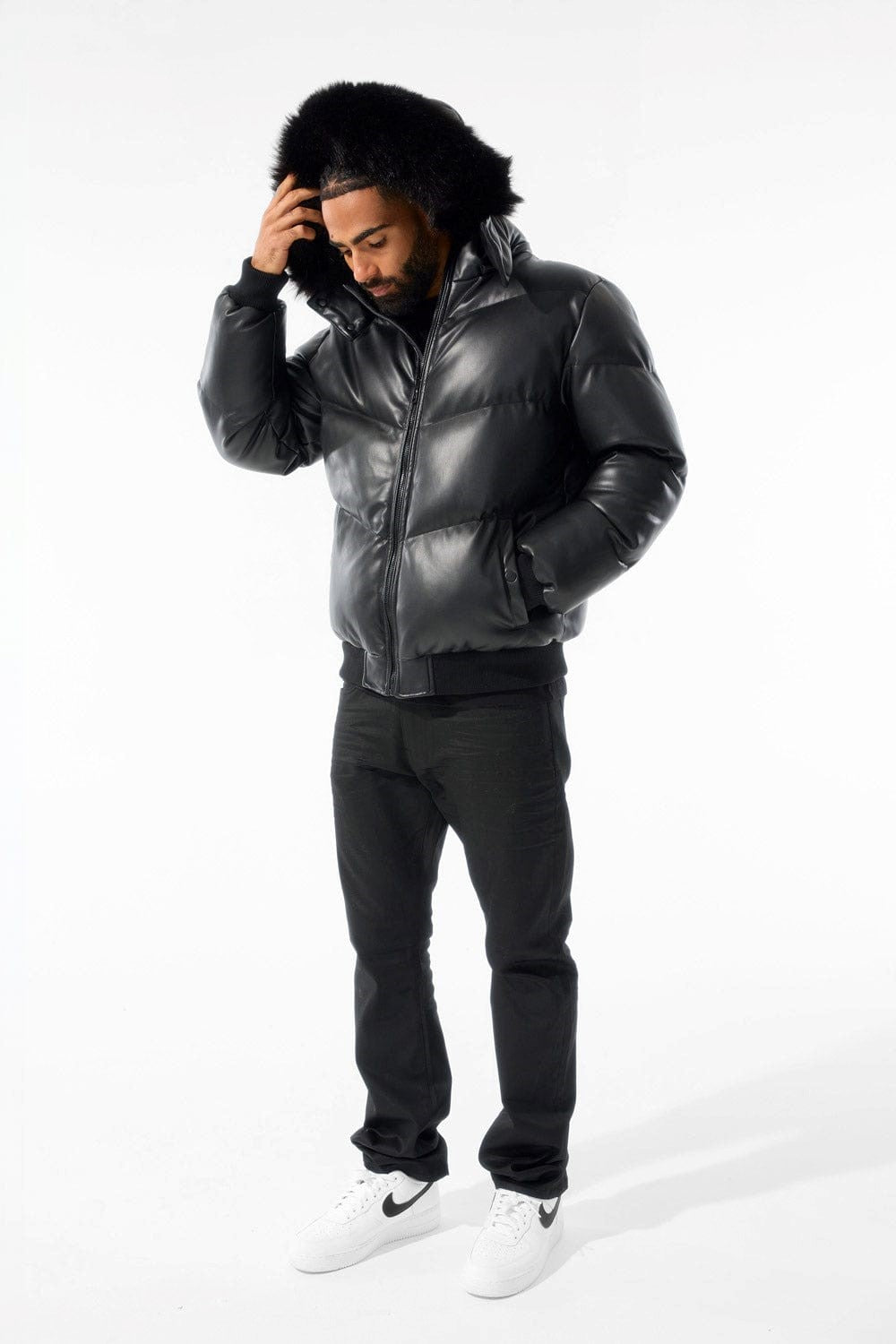 MENS JORDAN CRAIG THRILLER PUFFER JACKET (BLACK)