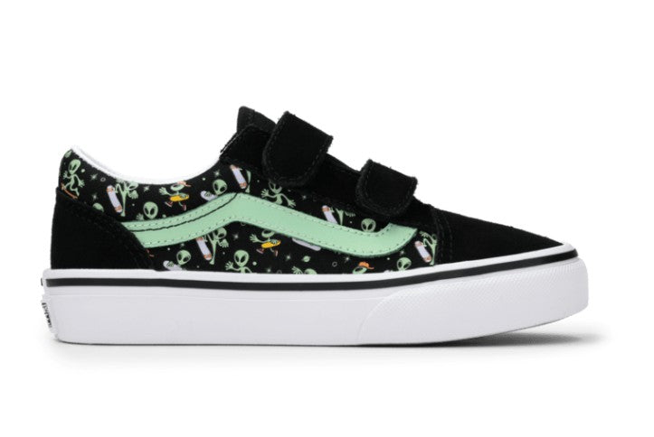 KIDS VANS OLD SKOOL V GLOW COSMIC CRUISERS PS (BLACK/GREEN)