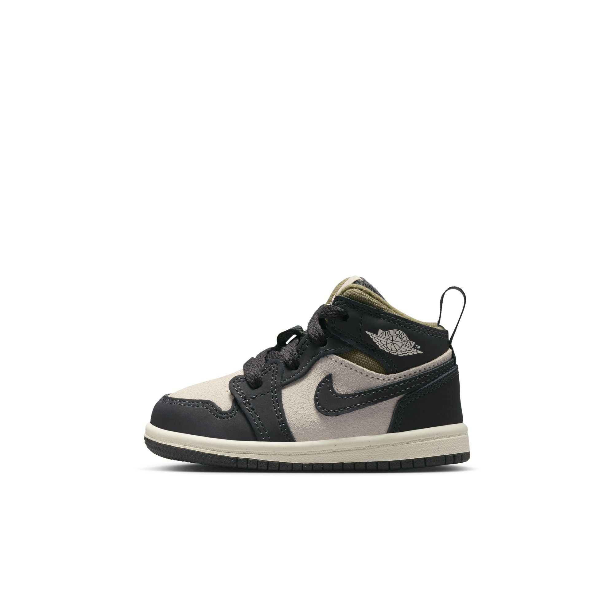 KIDS JORDAN 1 MID SE TD (LT OREWOOD BRN/OFF NOIR/MEDIUM OLIVE)