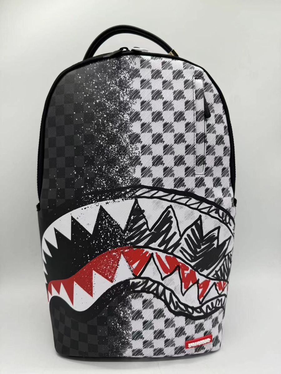 GREY CHECK SCRIBBLE SPLIT DLX BACKPACK