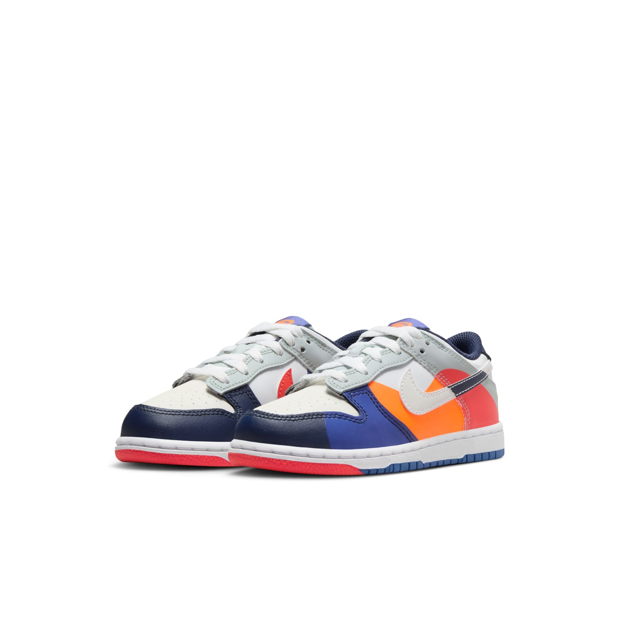 KIDS NIKE DUNK LOW SE PS (WHITE/LIGHT SILVER/MIDNIGHT NAVY)