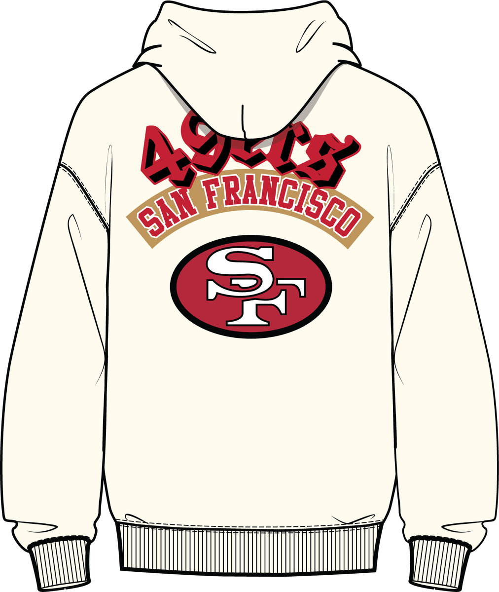 MENS PRO STANDARD SAN FRANCISCO 49ERS BEST OF M DROP SHOULDER FLC PO HOODIE (EGGSHELL)
