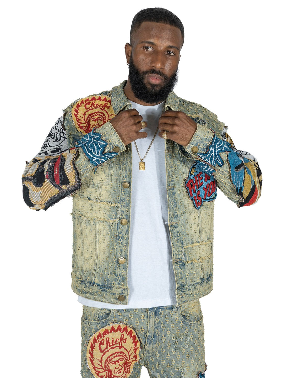 MENS FROST BRAVE HEART DENIM JACKET (DIRT)