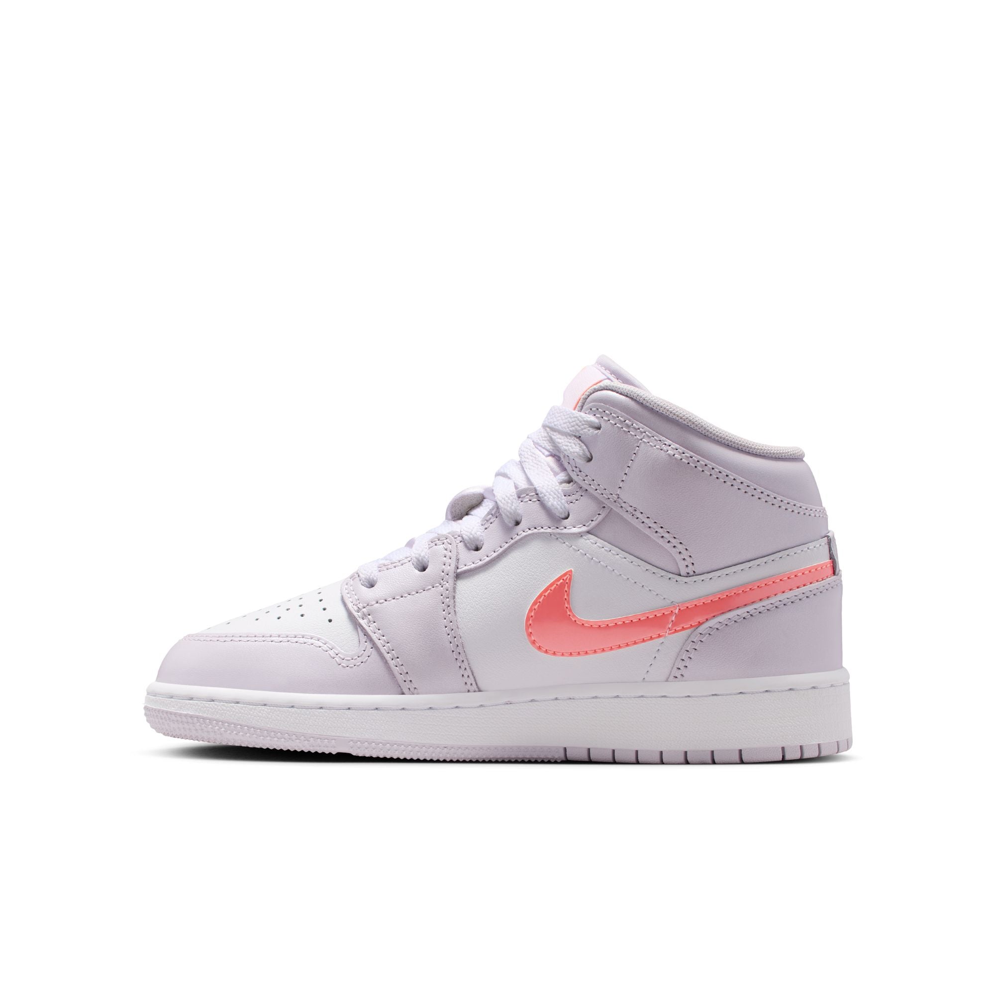 KIDS AIR JORDAN 1 MID SE GS (BARELY GRAPE/ATOMIC PINK/WHITE)