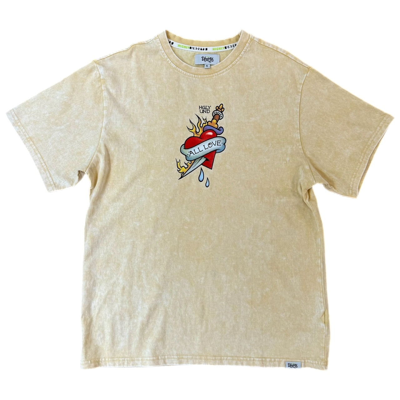 MENS HIGHLY UNDRTD ALL 4 LOVE WASHED T-SHIRT (BEIGE)