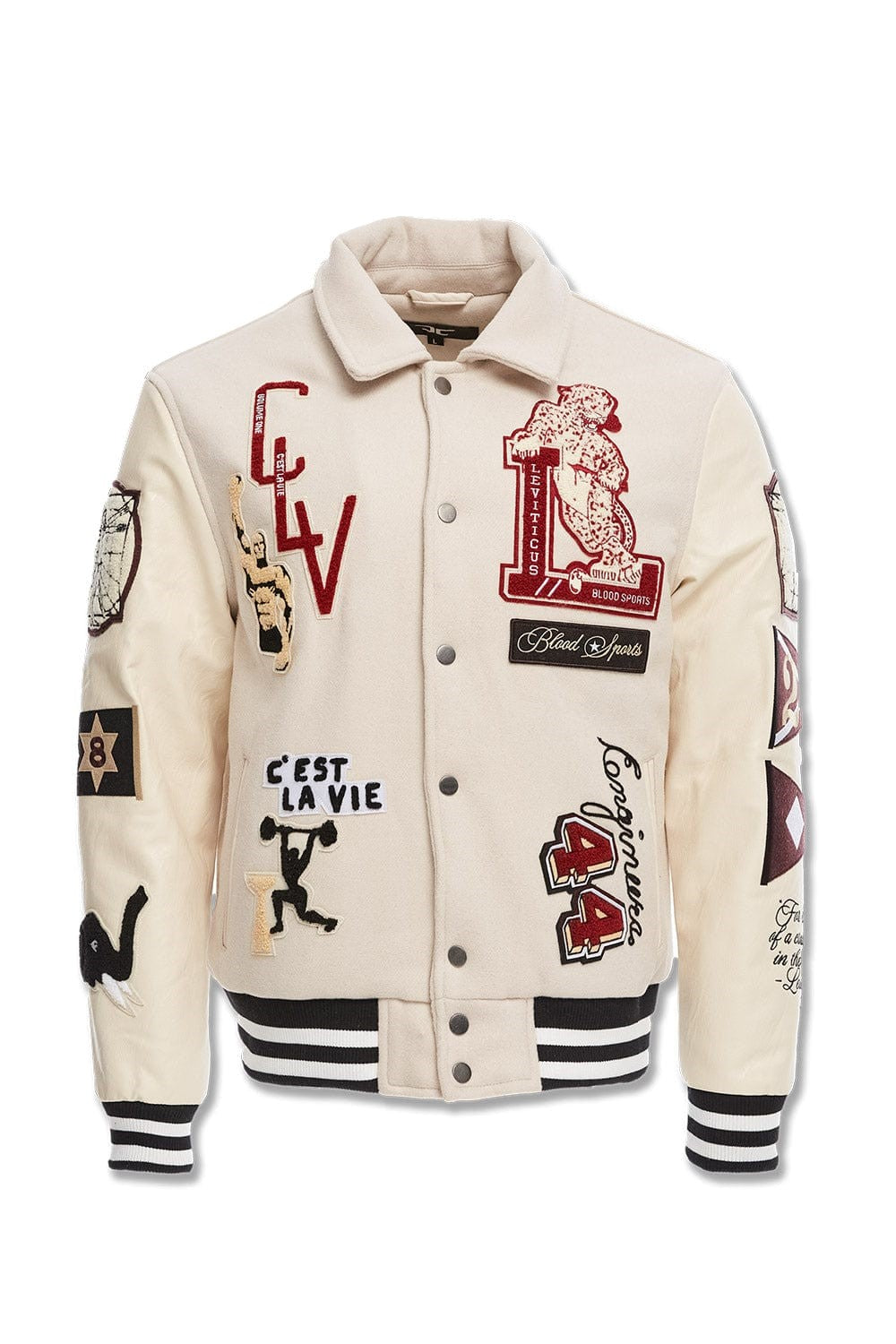 BIG MENS JORDAN CRAIG CARPE DIEM VARSITY JACKET (BONE)