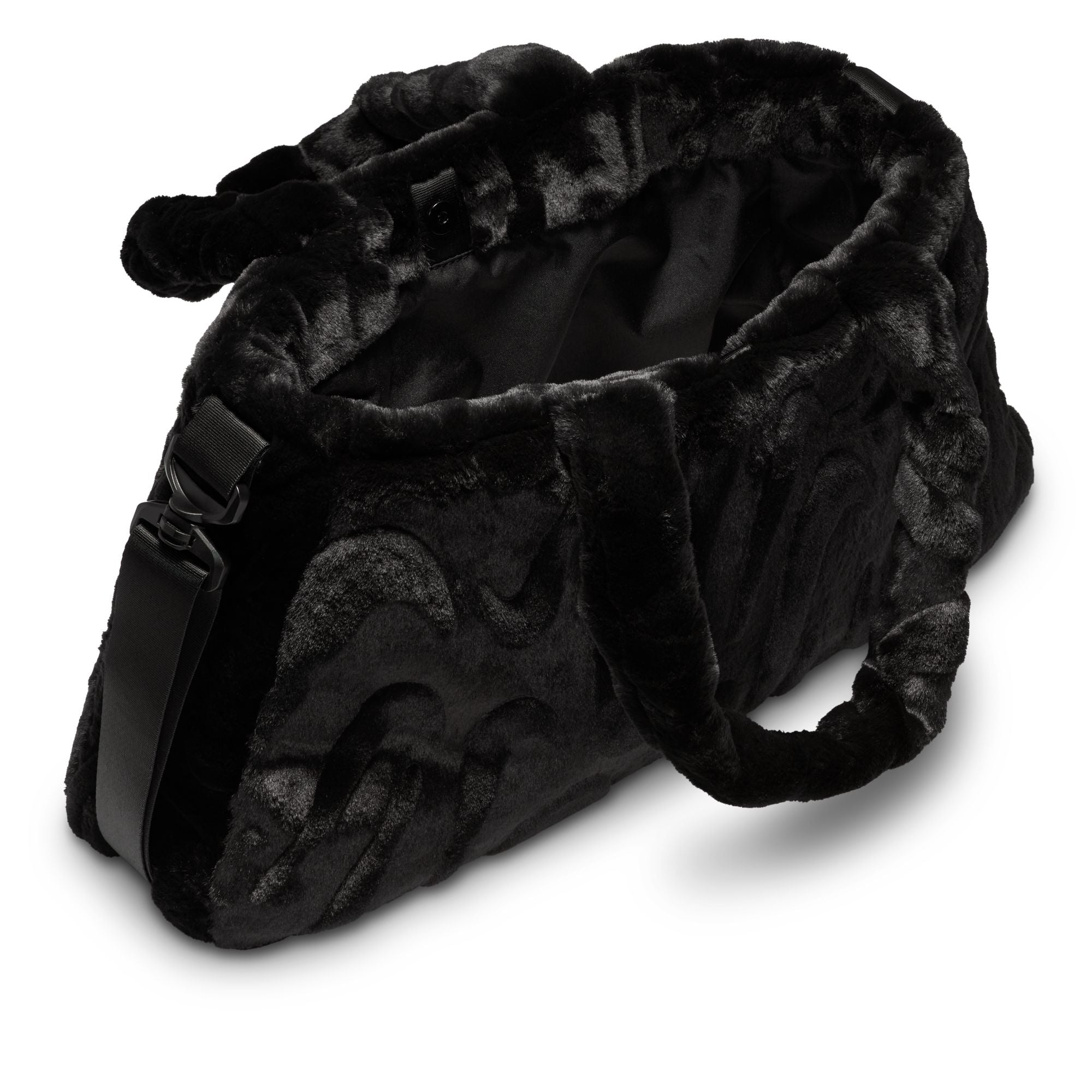 UNISEX NIKE SPORTSWEAR FAUX FUR TOTE (BLACK/METALLIC SILVER)