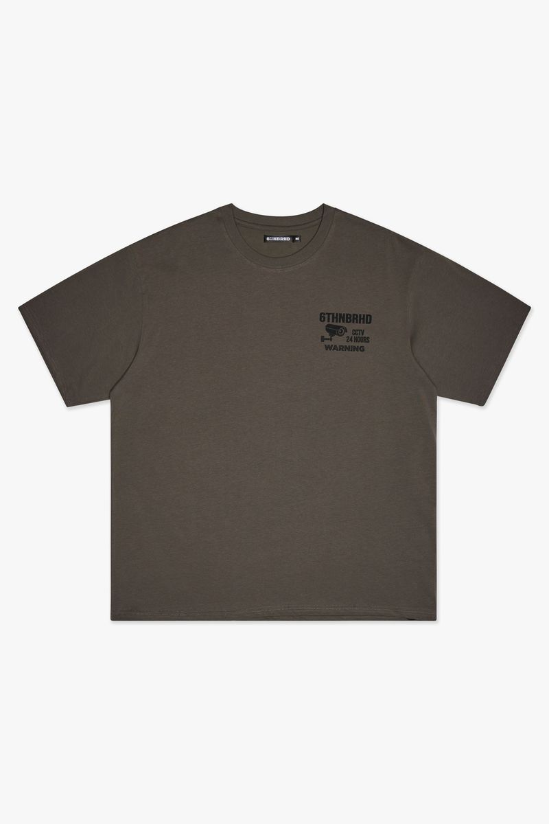 MENS 6TH NBRHD "WARNING" T-SHIRT (GREY)