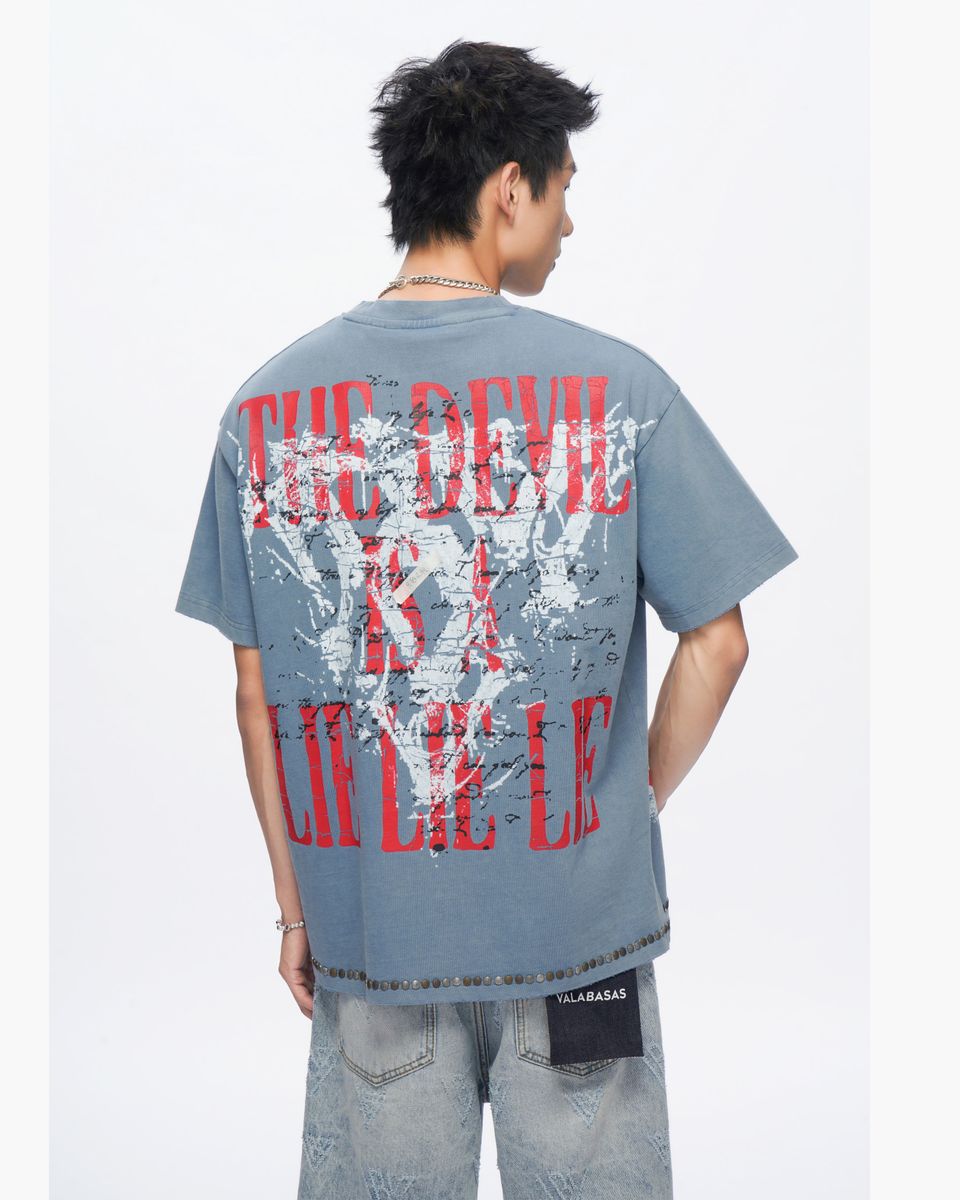 MENS VALABASAS DEVILISH LIES SHIRT (VINTAGE BLUE)