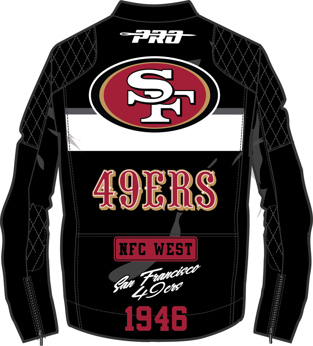 MENS PRO STANDARD SAN FRANCISCO 49ERS M MOTO JACKET (BLACK/WHITE)