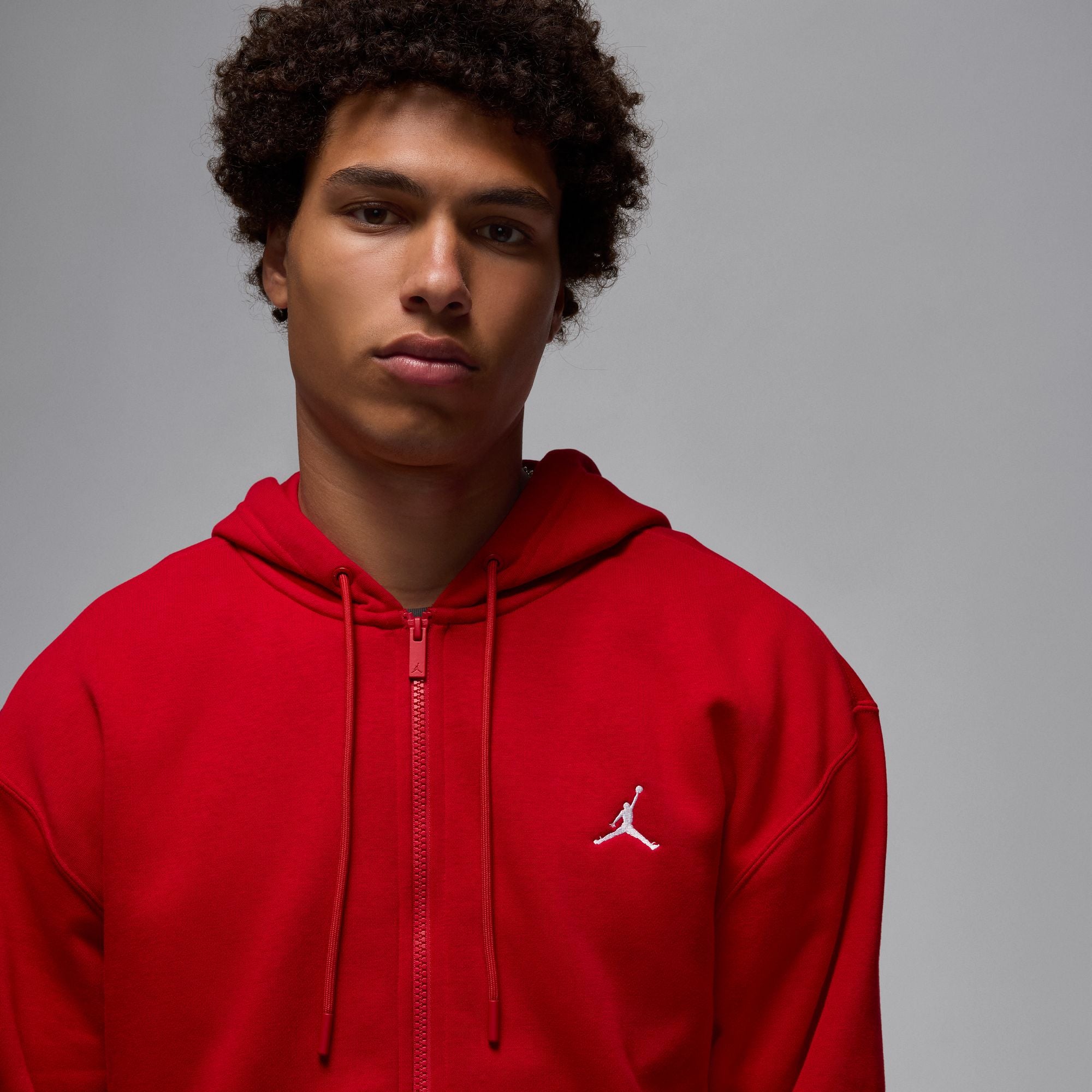 MENS JORDAN BROOKLYN FLEECE FULL-ZIP HOODIE (RED/WHITE)