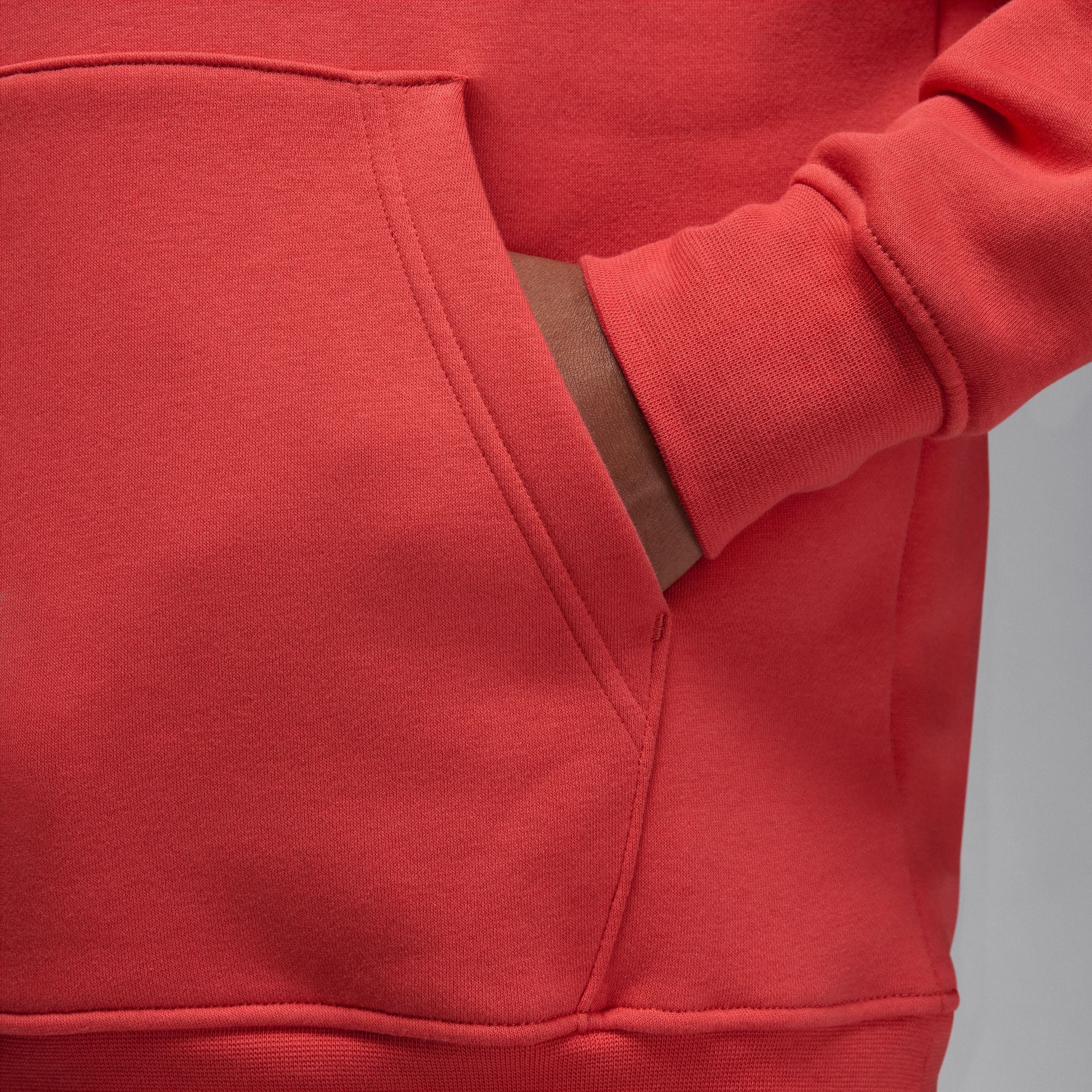 MENS JORDAN ESSENTIALS FLEECE HOODIE (LOBSTER/GYM RED)