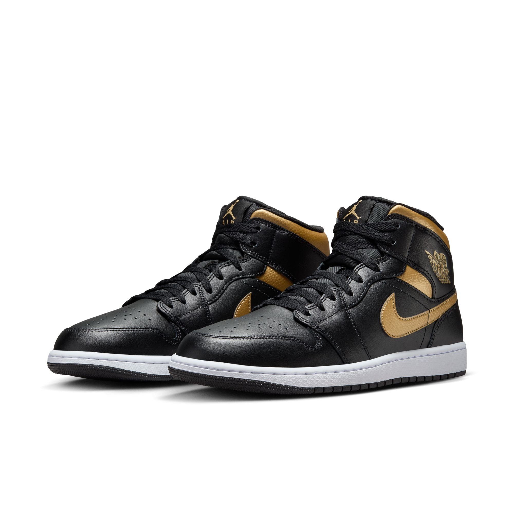 MENS AIR JORDAN 1 MID (BLACK/METALLIC GOLD/WHITE)