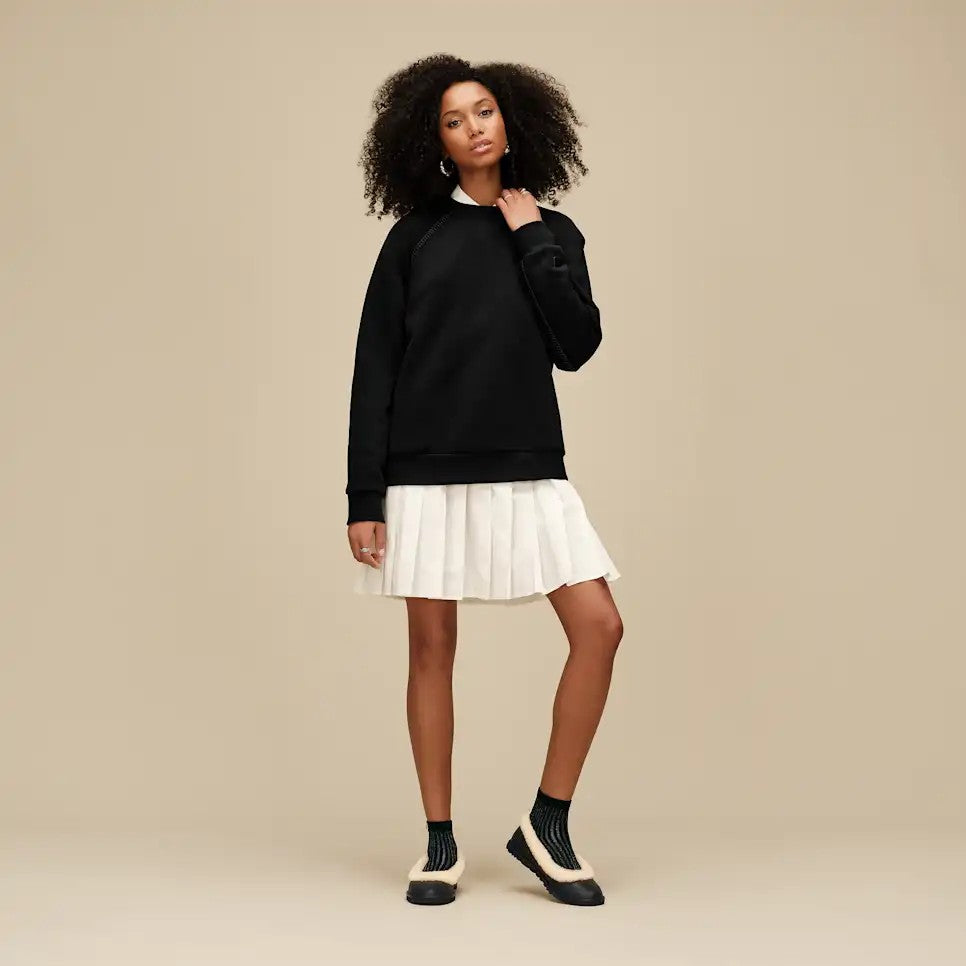 WOMENS UGG ZORA LEATHER BALLET FLAT (BLACK)