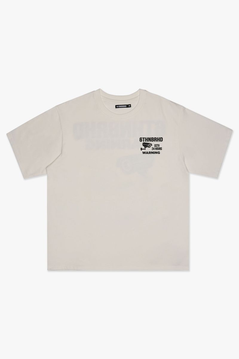 MENS 6TH NBRHD "WARNING" T-SHIRT (WHITE)
