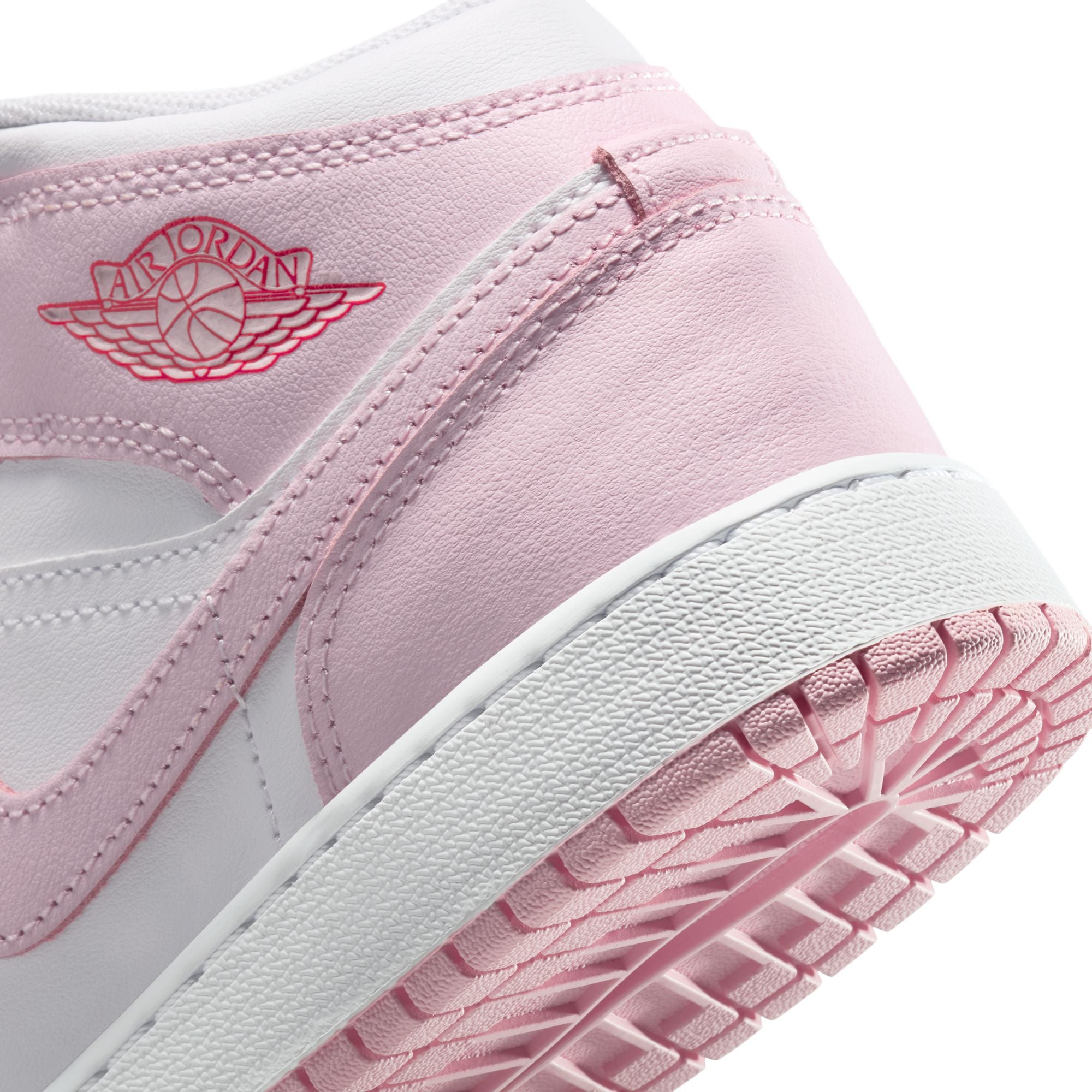 KIDS AIR JORDAN 1 MID GS (PINK FOAM/WHITE/FIRE RED)