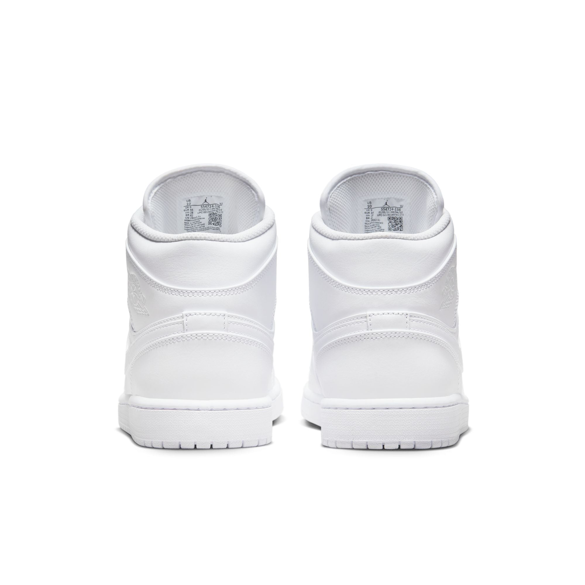 MENS AIR JORDAN 1 MID (TRIPLE WHITE)