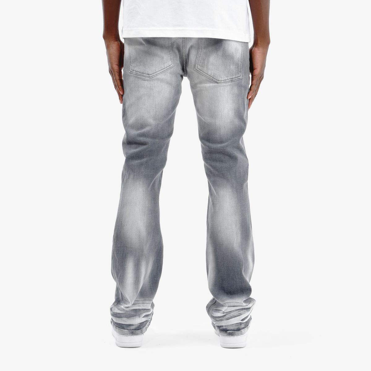 MENS COPPER RIVET CROSS HATCH FLARE FIT JEAN (GREY)